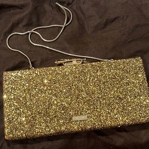 Kate Spade New York 'Smoke & Mirrors' Lyric Glitter Clutch, Antique Gold